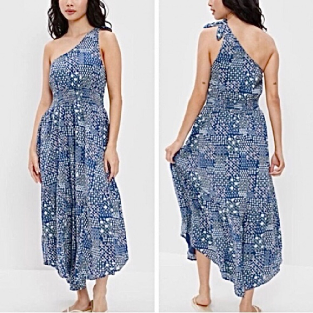 AE - Patchwork One-Shoulder Maxi Dress